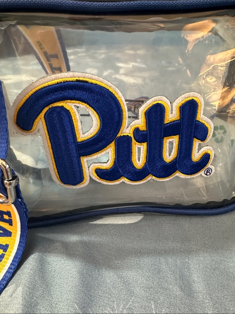 NWTS Pitt Panthers Clear Crossbody Bag in Blue and Yellow π βΎοΈππ - Picture 2 of 11